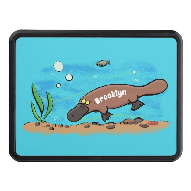 Cute platypus swimming cartoon hitch cover (Front)