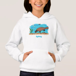 Cute platypus swimming cartoon hoodie