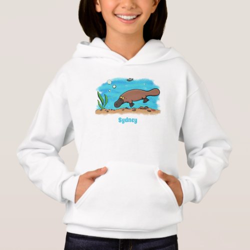Cute platypus swimming cartoon  hoodie