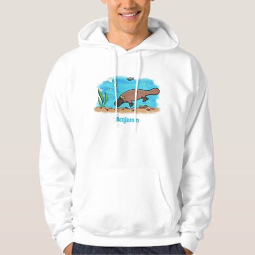 Cute platypus swimming cartoon hoodie