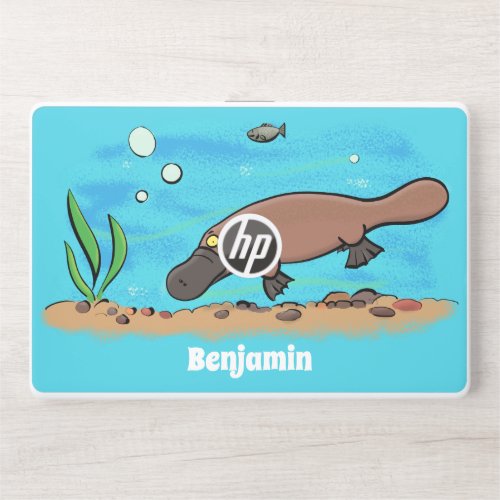 Cute platypus swimming cartoon HP laptop skin