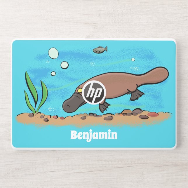 Cute platypus swimming cartoon HP laptop skin (Front)