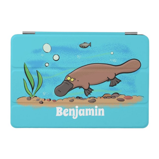Cute platypus swimming cartoon iPad mini cover (Horizontal)