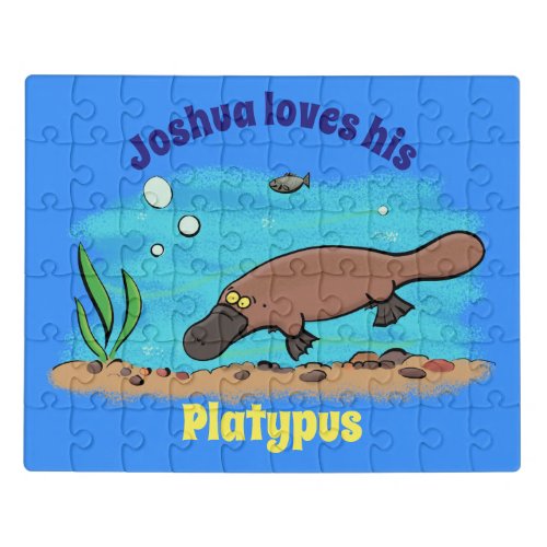 Cute platypus swimming cartoon jigsaw puzzle