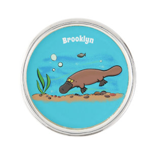 Cute platypus swimming cartoon lapel pin