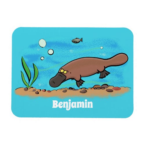 Cute platypus swimming cartoon magnet
