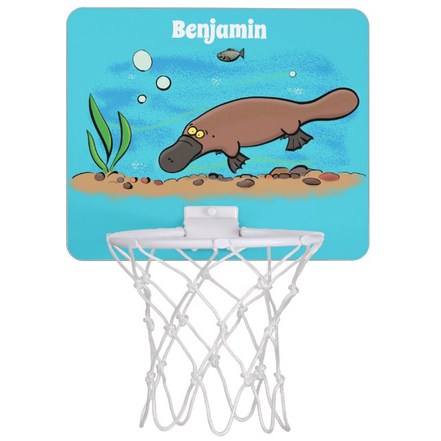 Cute platypus swimming cartoon mini basketball hoop (Front)