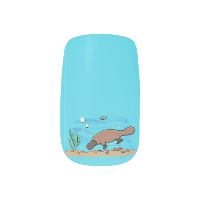 Cute platypus swimming cartoon minx nail art (Left Thumb)