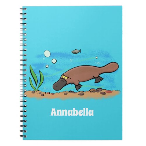 Cute platypus swimming cartoon notebook