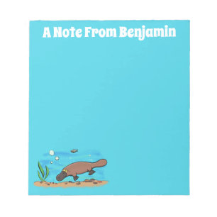 Cute platypus swimming cartoon notepad