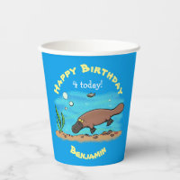 Cute platypus swimming cartoon