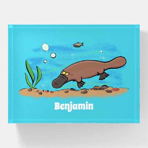 Cute platypus swimming cartoon paperweight