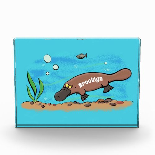 Cute platypus swimming cartoon photo block