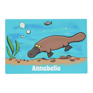 Cute platypus swimming cartoon placemat