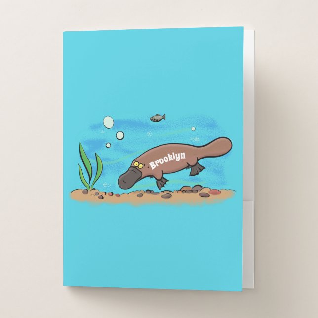 Cute platypus swimming cartoon  pocket folder (Front)