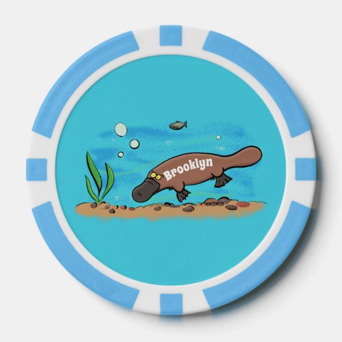 Cute platypus swimming cartoon poker chips