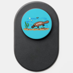 Cute platypus swimming cartoon PopSocket