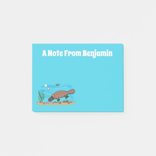 Cute platypus swimming cartoon post_it notes