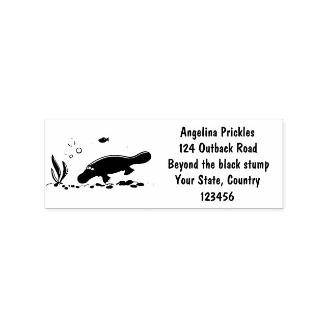 Cute platypus swimming cartoon rubber stamp (Imprint)