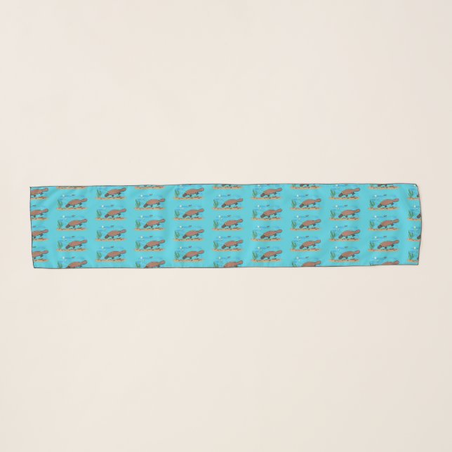 Cute platypus swimming cartoon scarf (Front (Horizontal))