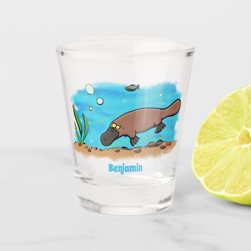 Cute platypus swimming cartoon  shot glass