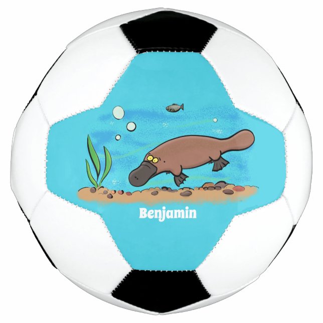 Cute platypus swimming cartoon soccer ball (Front)