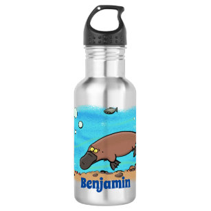 Cute platypus swimming cartoon stainless steel water bottle