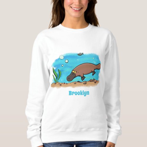 Cute platypus swimming cartoon sweatshirt