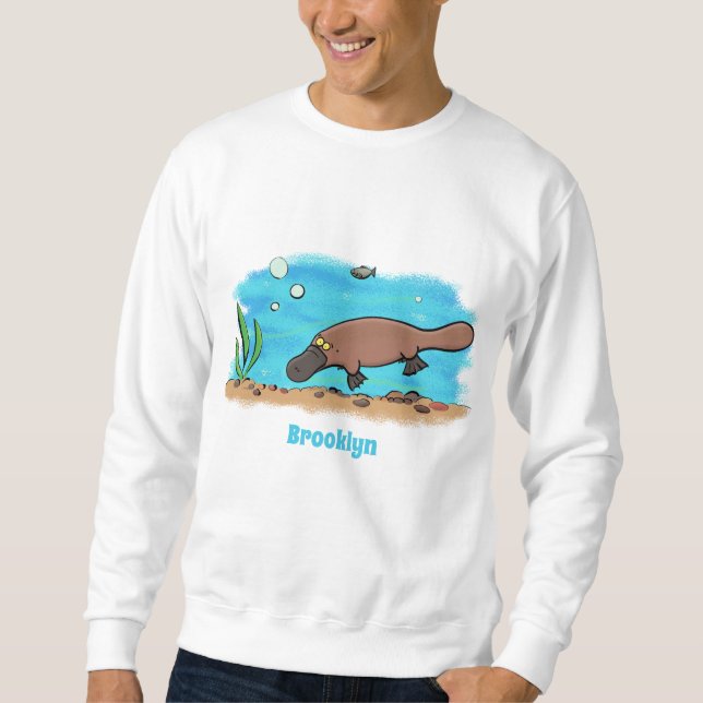 Cute platypus swimming cartoon sweatshirt (Front)