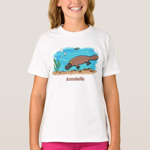 Cute platypus swimming cartoon T_Shirt