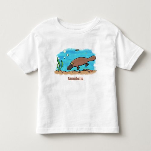 Cute platypus swimming cartoon toddler t_shirt