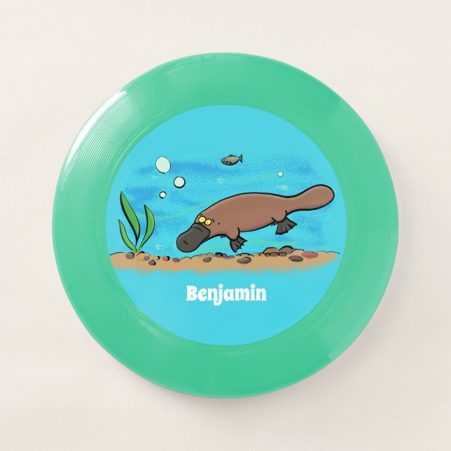 Cute platypus swimming cartoon Wham-O frisbee (Front)