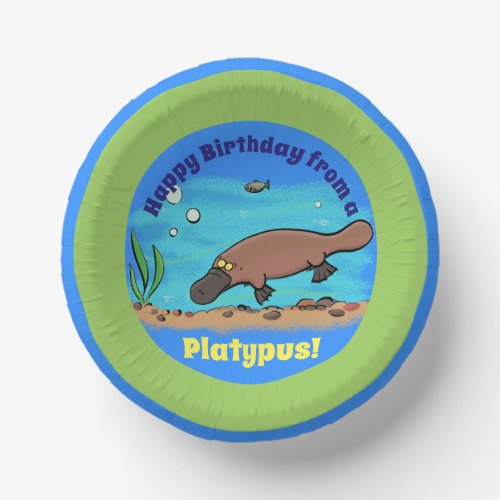 Cute platypus underwater cartoon paper plate paper bowls