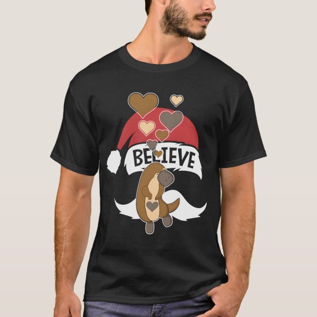 Cute Platypus With Hearts I Love Platypuses T-Shirt (Front)
