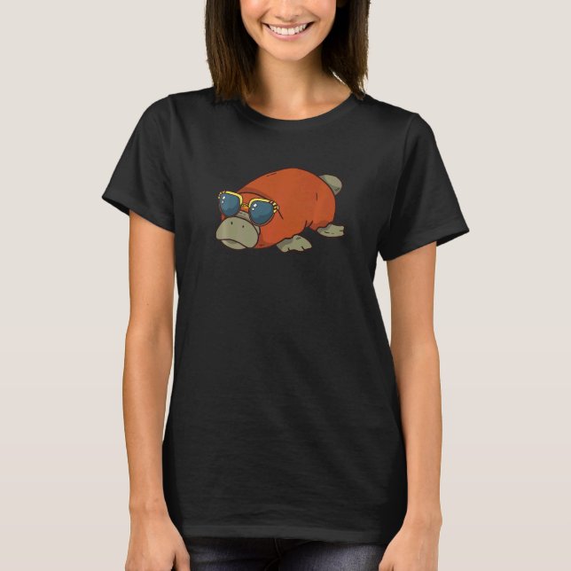Cute Platypus With Sunglasses Outfit Love Platypus T-Shirt (Front)