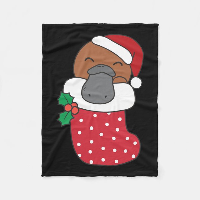 Cute Platypuses In Christmas Stockings For Christm Fleece Blanket (Front)