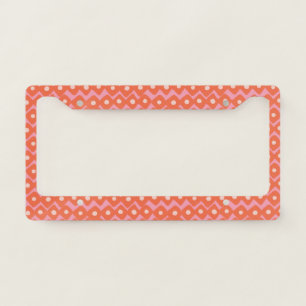 Cute Playful Abstract Geometric Shapes Pink Orange License Plate Frame