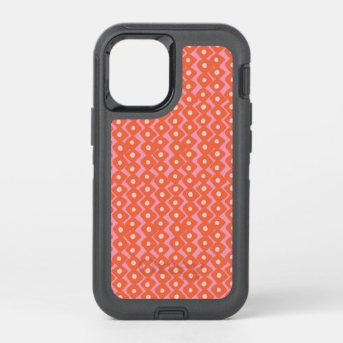 Cute Playful Abstract Geometric Shapes Pink Orange OtterBox Defender iPhone 12 Mini Case