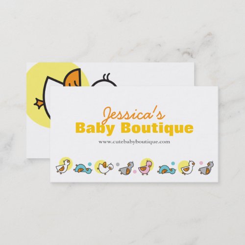 Cute Playful Baby Duckies Ducklings  Pastel Dots Business Card