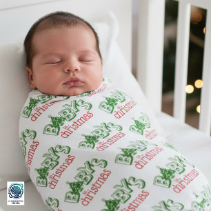 Cute Playful Baby's First Christmas Tree Baby Blanket