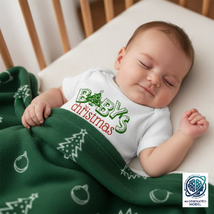 Cute Playful Baby's First Christmas Tree Baby Bodysuit
