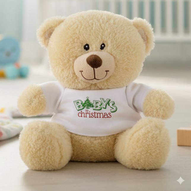 Cute Playful Baby's First Christmas Tree Teddy Bear (Baby's First Christmas Teddy Bear Cover Photo)