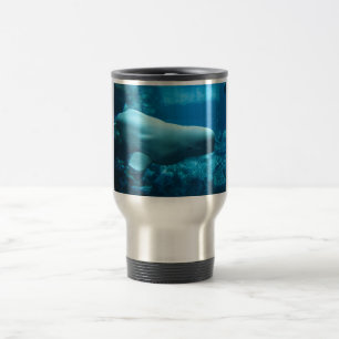 Cute Playful Beluga Whale In Aquarium At Georgia Travel Mug