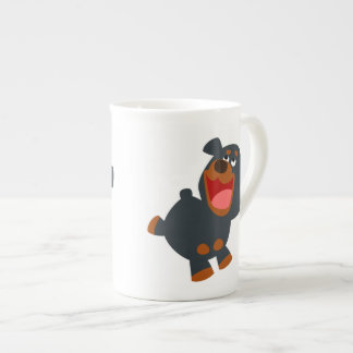 Cute Playful Cartoon Baby Rottweiler Bone China Mug