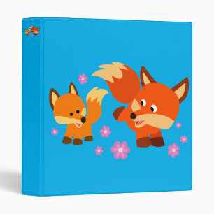 Cute Playful Cartoon Foxes 3 Ring Binder