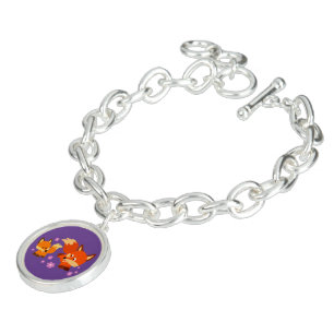 Cute Playful Cartoon Foxes Charm Bracelet