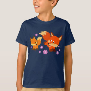 Cute Playful Cartoon Foxes Children T-Shirt