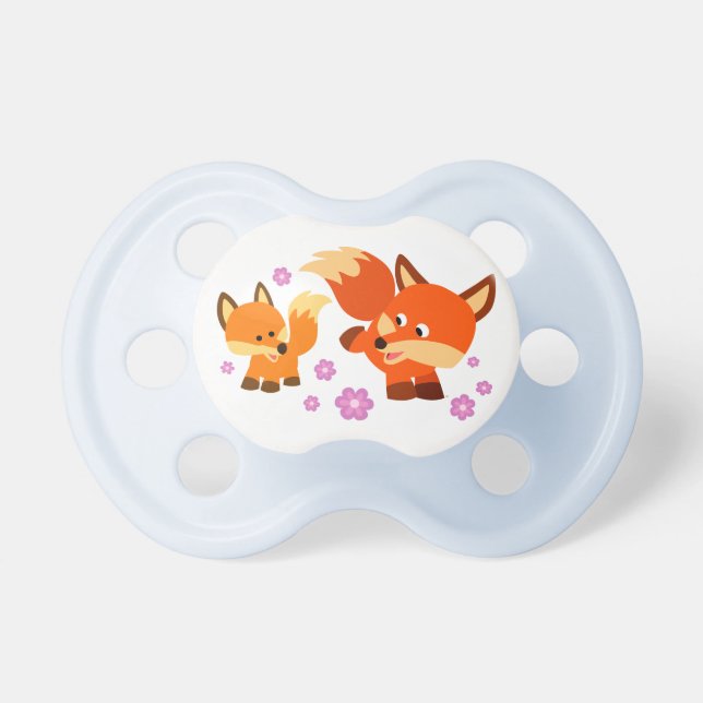 Cute Playful Cartoon Foxes Pacifier (Front)