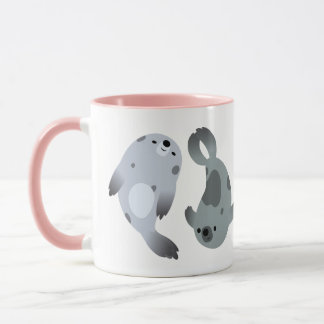 Cute Playful Cartoon Harp Seals Mug