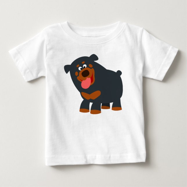Cute Playful Cartoon Rottweiler Baby T-Shirt (Front)
